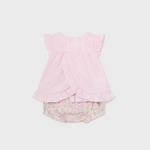 CONJUNTO BLUSA PLUMETI CON CALZON FLORES NIÑA BEBE DE 2-4M-18M