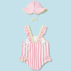 TRAJE DE BAÑO CON GORRO NIÑA BEBE DE 2-4-18M