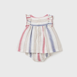 VESTIDO RAYAS LINO NIÑA BEBE DE 2-4M A 18M