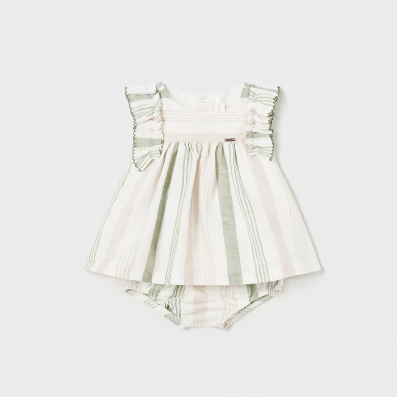 VESTIDO RAYAS LINO NIÑA BEBE DE 2-4M A 18M