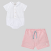 CONJUNTO BODY PESPUNTE CON BERMUDA CUADROS CIRCO BEBE NIÑO DE 6M-24M