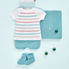 CONJUNTO PUNTO MULTICOLOR "FLOR" BEBE NIÑO DE 3M-9M