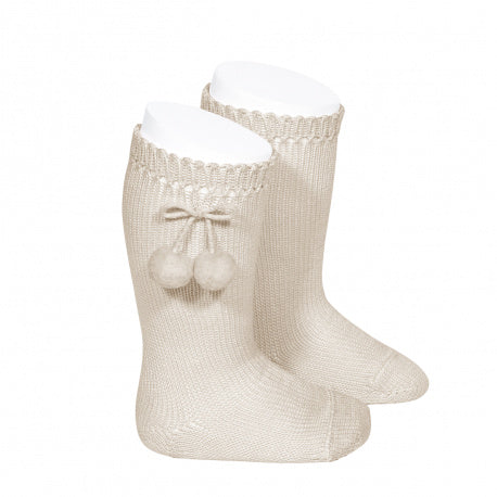 CALCETINES ALTOS ALGODON CON BORLAS UNISEX