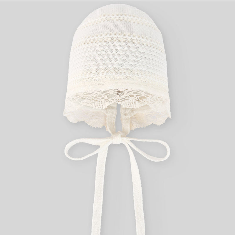GORRO PUNTO C/PUNTILLA CRUDO-BEIGE "PAZ"