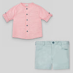 CONJUNTO CAMISA CUADROS CON BERMUDA AZUL CAPRI CIRCO NIÑO DE 2-6 AÑOS