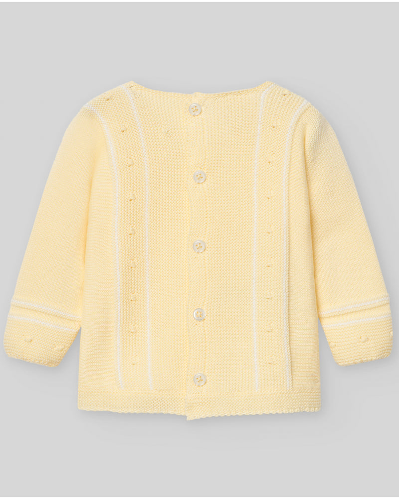 CONJUNTO PUNTO AMARILLO CON DETALLE LINO "BICO" BEBE NIÑO