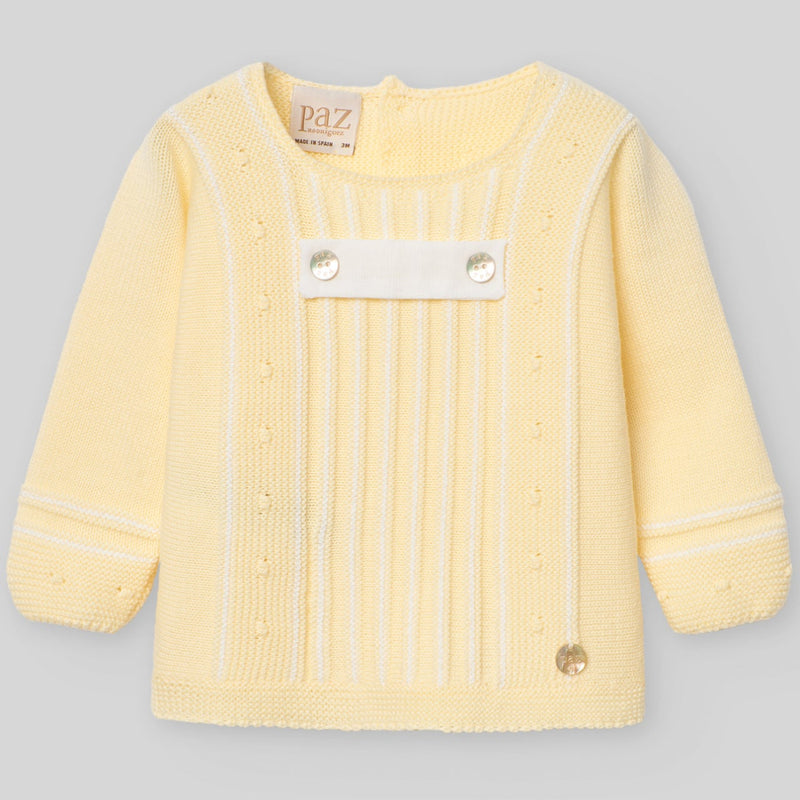 CONJUNTO PUNTO AMARILLO CON DETALLE LINO "BICO" BEBE NIÑO