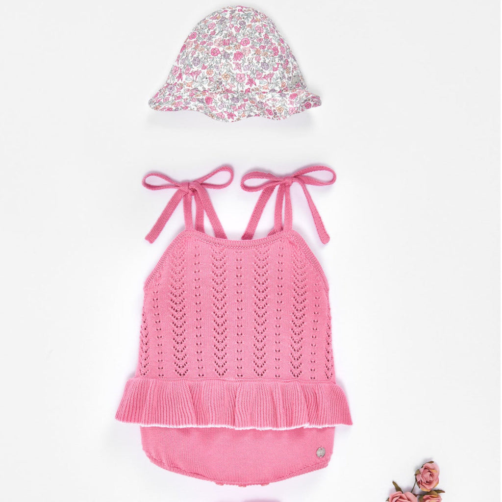 RANITA PUNTO ROSA CHICLE "CLAVEL" NIÑA BEBE DE 3M-12M