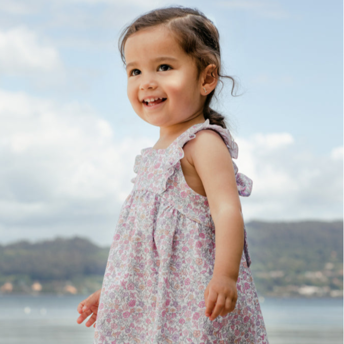 VESTIDO ESTAMPADO FLORES "CLAVEL" de 12M-6 AÑOS