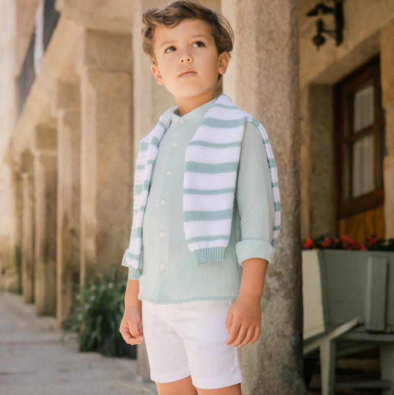 CAMISA M/L CUELLO MAO VERDE MAUI "CLAVEL" NIÑO DE 2-8 AÑOS