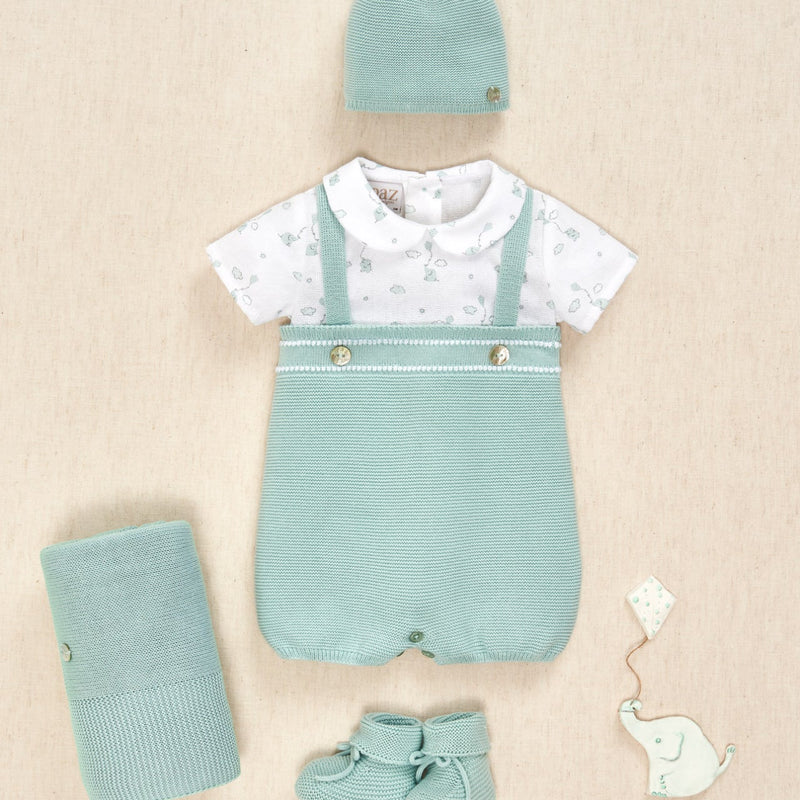 BOMBACHO PUNTO TELA "EIDO" VERDE AGUA NIÑO BEBE 1M-3M