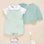 PETO CON CAMISA ELEFANTES "EIDO" VERDE AGUA NIÑO BEBE 3M-18M