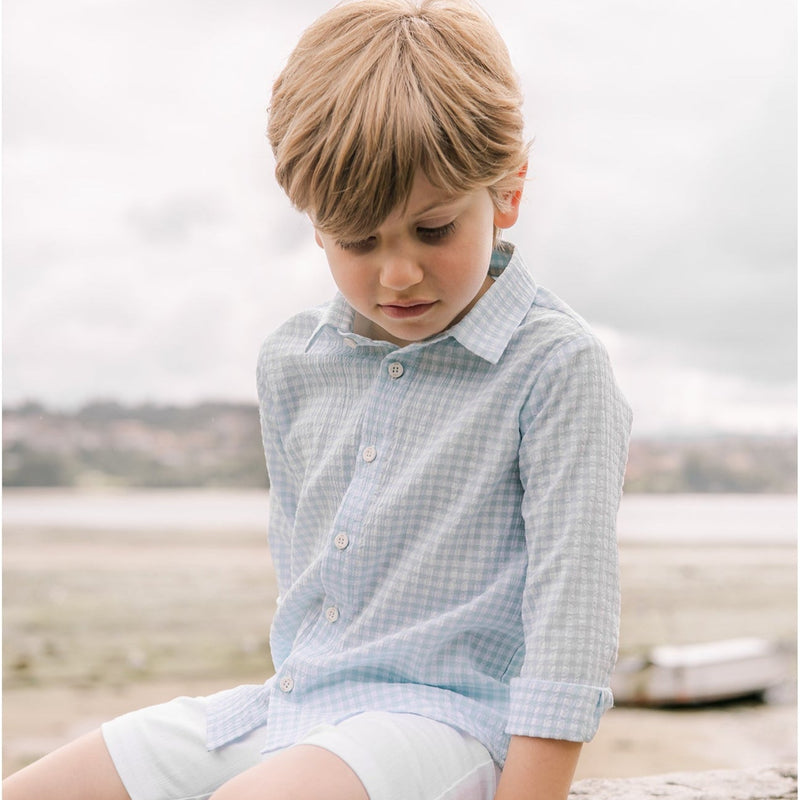 CAMISA CUADROS TURQUESA NIÑO