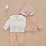 CONJUNTO BLUSA ESTAMPADA CON PANTALON PUNTO NIÑA BEBE DE 6M-24M "HADAS"