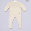 CONJUNTO PUNTO ALGODON MERCERIZADO BEIGE NIÑO BEBE PAZ