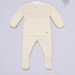 CONJUNTO PUNTO ALGODON MERCERIZADO BEIGE NIÑO BEBE PAZ