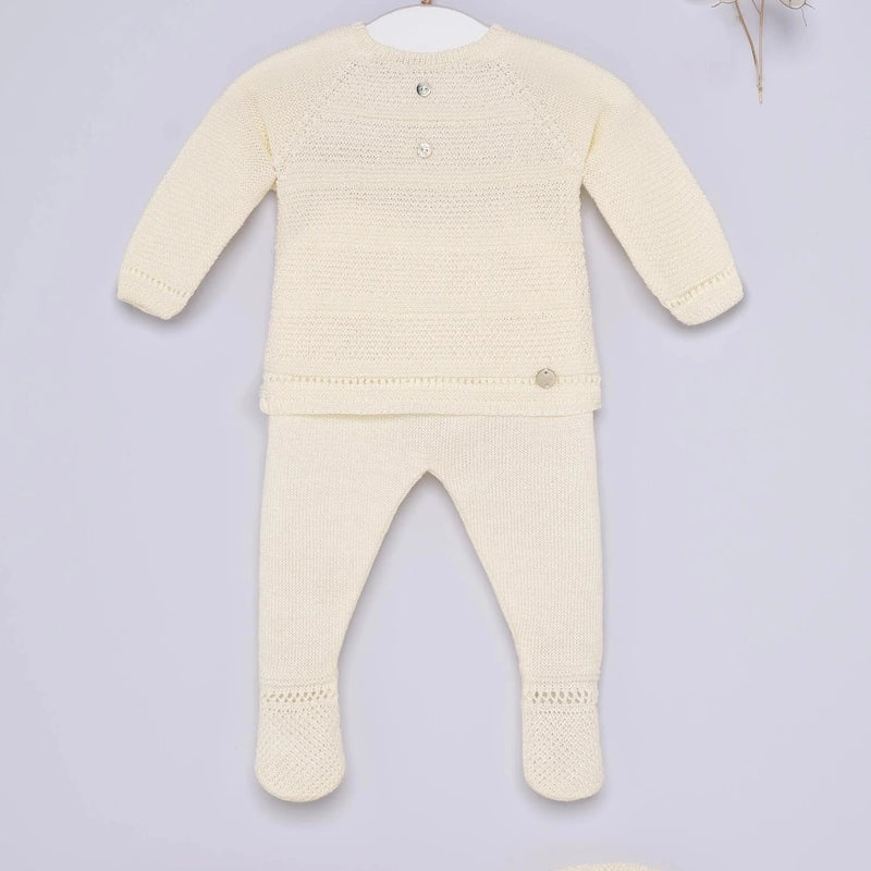 CONJUNTO PUNTO ALGODON MERCERIZADO BEIGE NIÑO BEBE PAZ