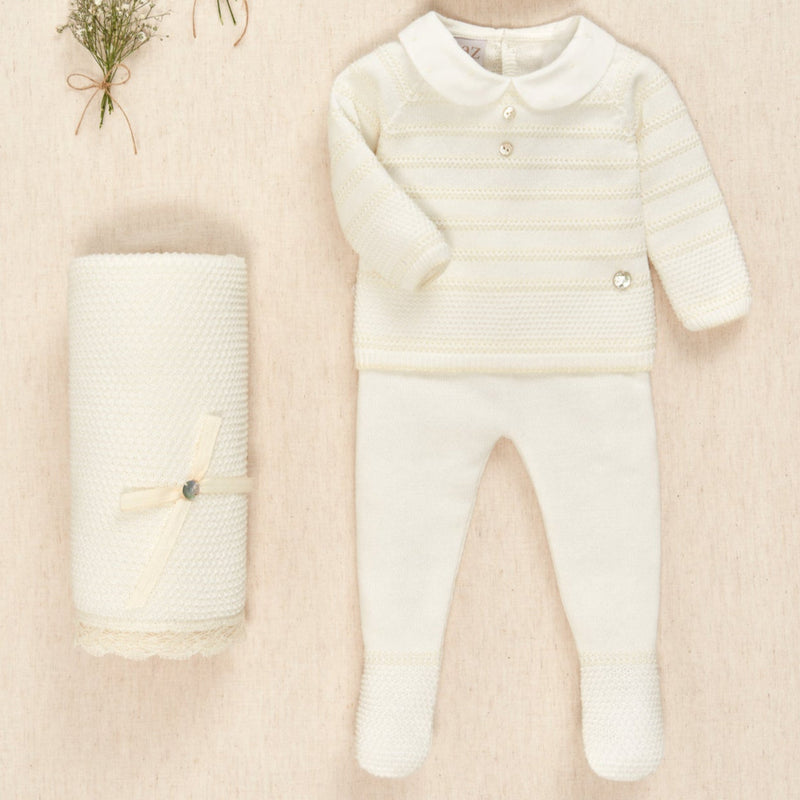 CONJUNTO PUNTO AZUL CIELO "PAZ" NIÑO BEBE DE 0M-3M