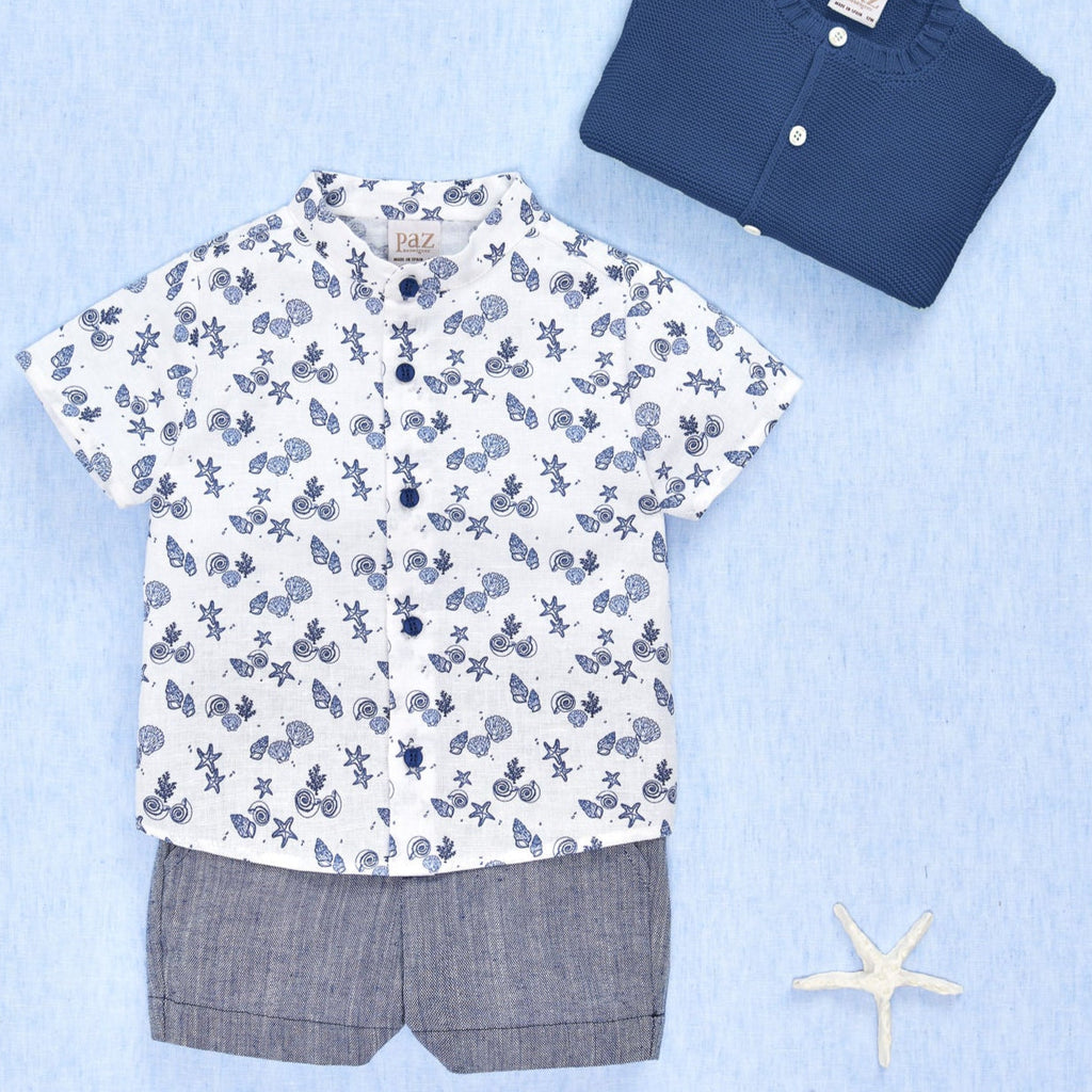 CONJUNTO CAMISA CARACOLES “RIAS” NIÑO BEBE de 12m-24M