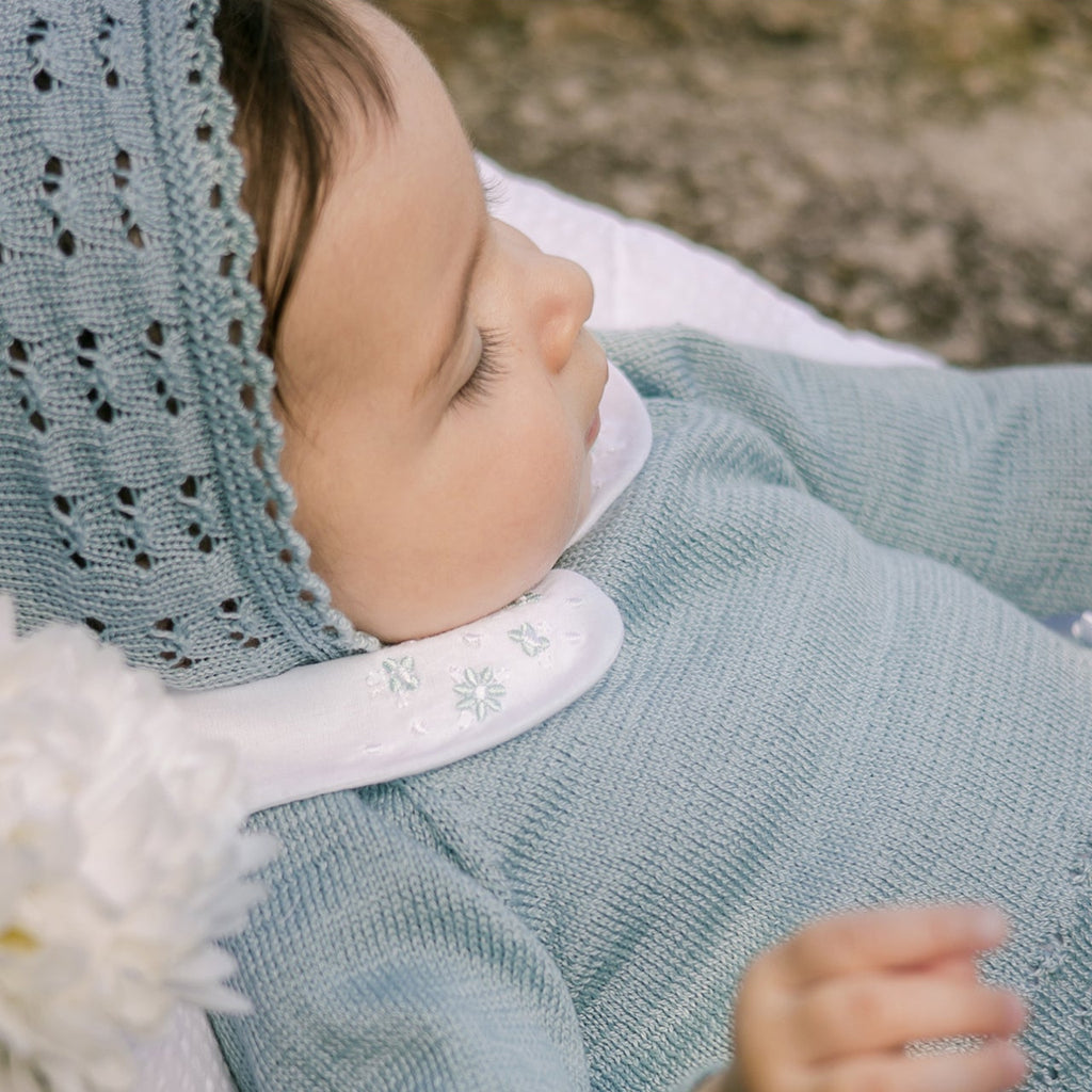 CONJUNTO SUETER CUELLO BORDADO A JGO BRAGA OPALO"SERAN" NIÑA BEBE DE 3M-12M