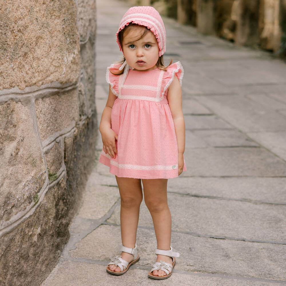 GORRO ALGODON CON PUNTILLA ROSA CHICLE