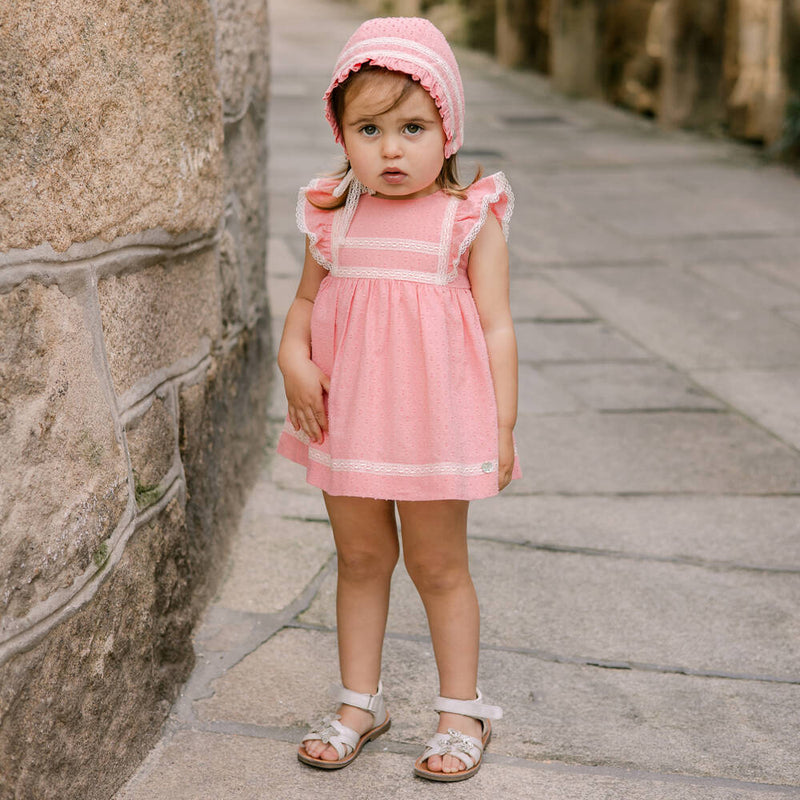 GORRO ALGODON CON PUNTILLA ROSA CHICLE
