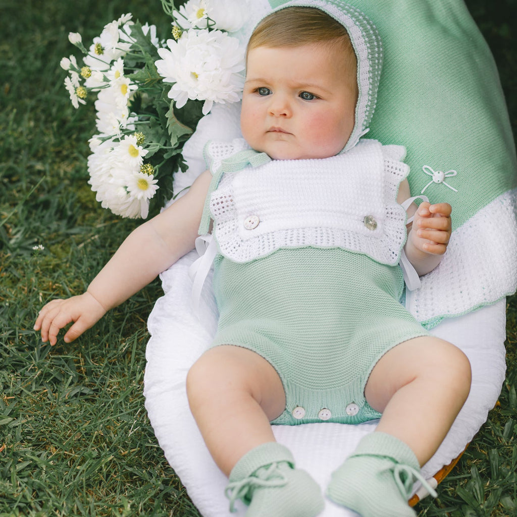 RANITA PUNTO VERDE AGUA "EIDO" NIÑA BEBE DE 3M-9M