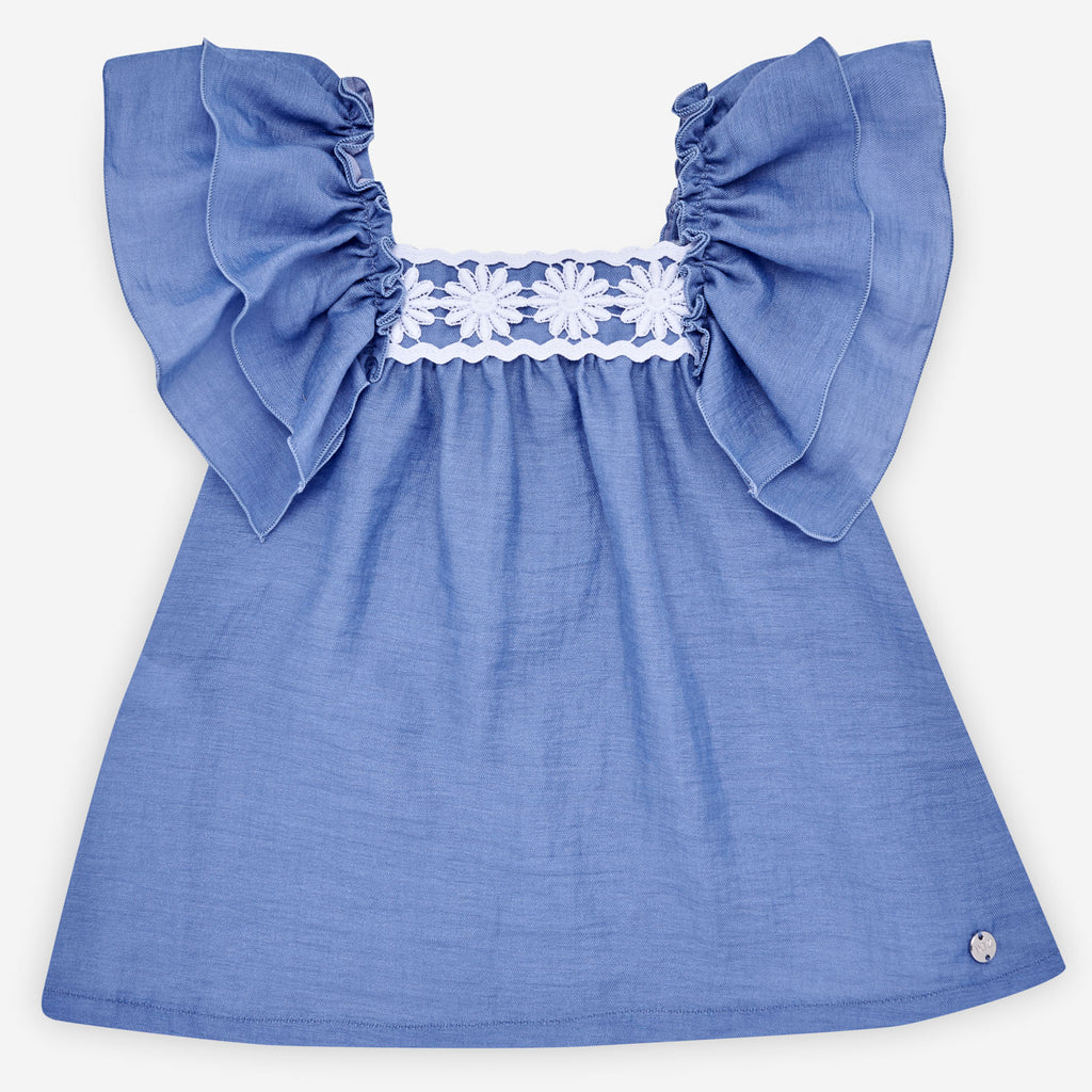 BLUSA AZUL TIRA BLANCA - Kokoletty Moda Infantil