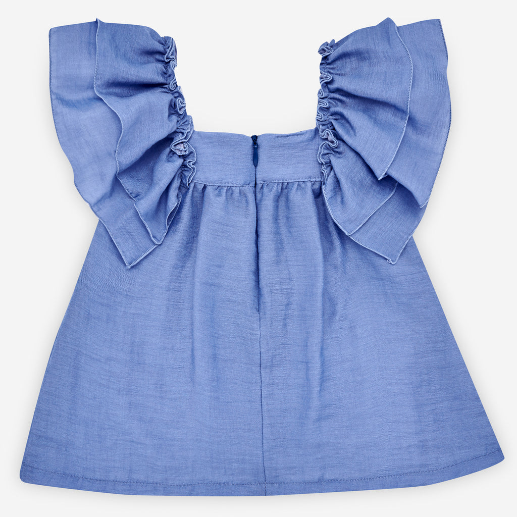 BLUSA AZUL TIRA BLANCA - Kokoletty Moda Infantil