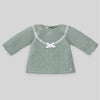 CONJUNTO PUNTO NIÑA BEBE VERDE MENTA CON POLAINA BLANCA APERTA