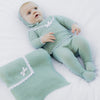 CONJUNTO PUNTO NIÑA BEBE VERDE MENTA CON POLAINA BLANCA APERTA