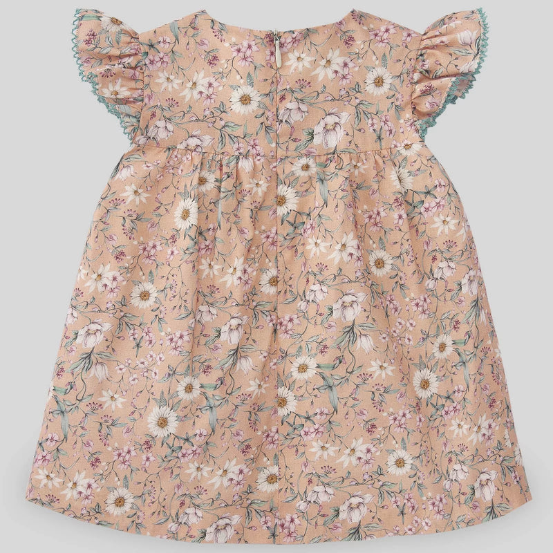 VESTIDO NIDO DE ABEJA MANDARINA NIÑA BEBE