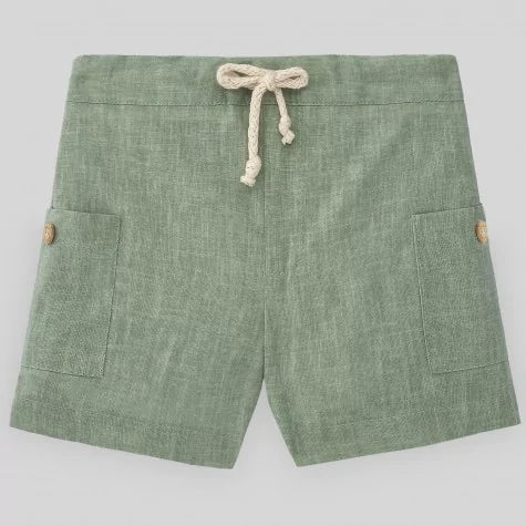 CONJUNTO CAMISA ESPANTAPAJAROS CON SHORT VERDE MENTA LINO NIÑO DE 12M-3 AÑOS