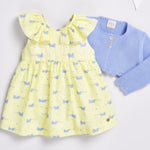 VESTIDO ESTAMPADO AMARILLO AVIONETAS NIÑA DE 12M-4 AÑOS