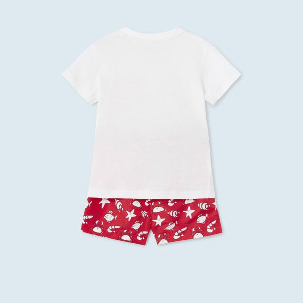 CONJUNTO 2 PZAS PLAYERA ALGODON CON TRAJE DE BAÑO BEBE NIÑO