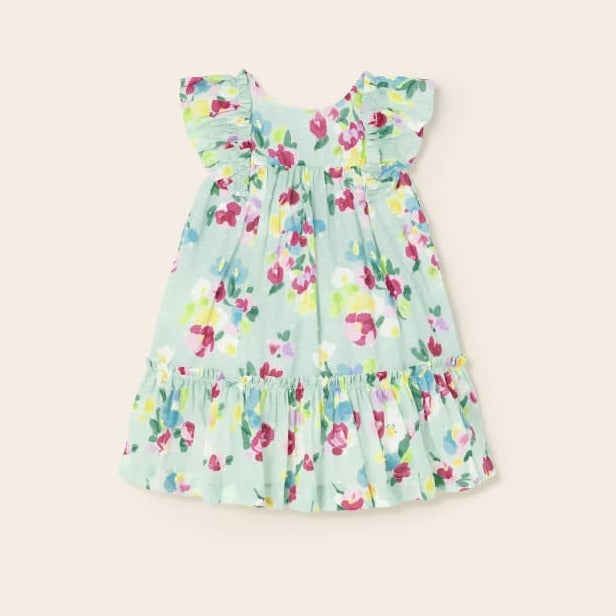 VESTIDO PLUMETI ESTAMPADO FLORES AGUA NIÑA DE 6M-3 AÑOS