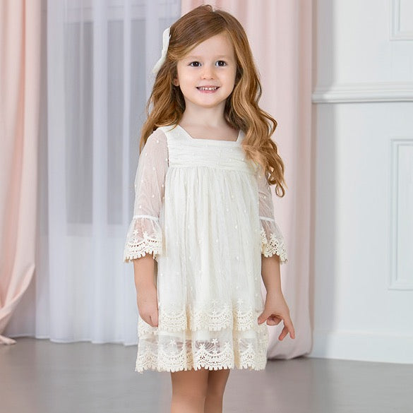 VESTIDO GUIPUR HUESO - Kokoletty Moda Infantil