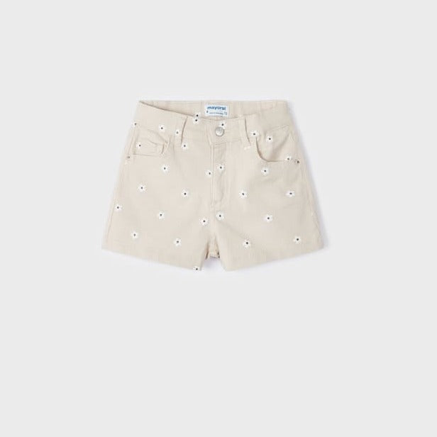 SHORT BEIGE FLORES NIÑA DE 2-9 AÑOS