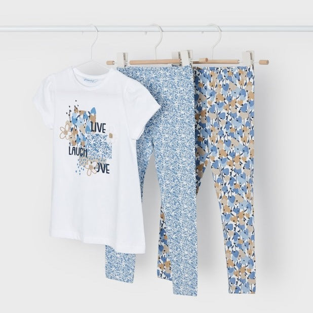 CONJUNTO 3 PZAS LEGGINGS CON PLAYERA NIÑA DE 4- 9 AÑOS