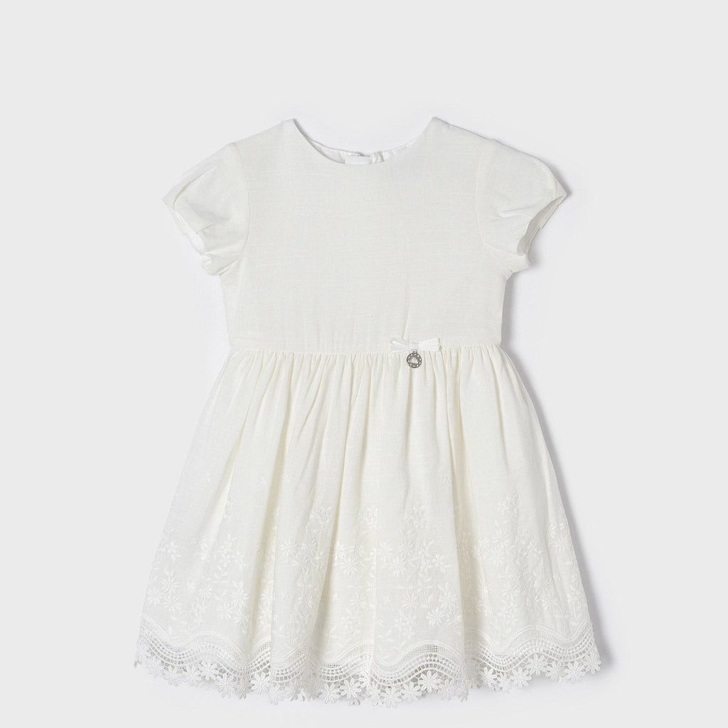 VESTIDO LINO BORDADO CRUDO NIÑA