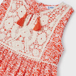 VESTIDO NARANJA CROCHET ALGODON NIÑA 2-9 AÑOS