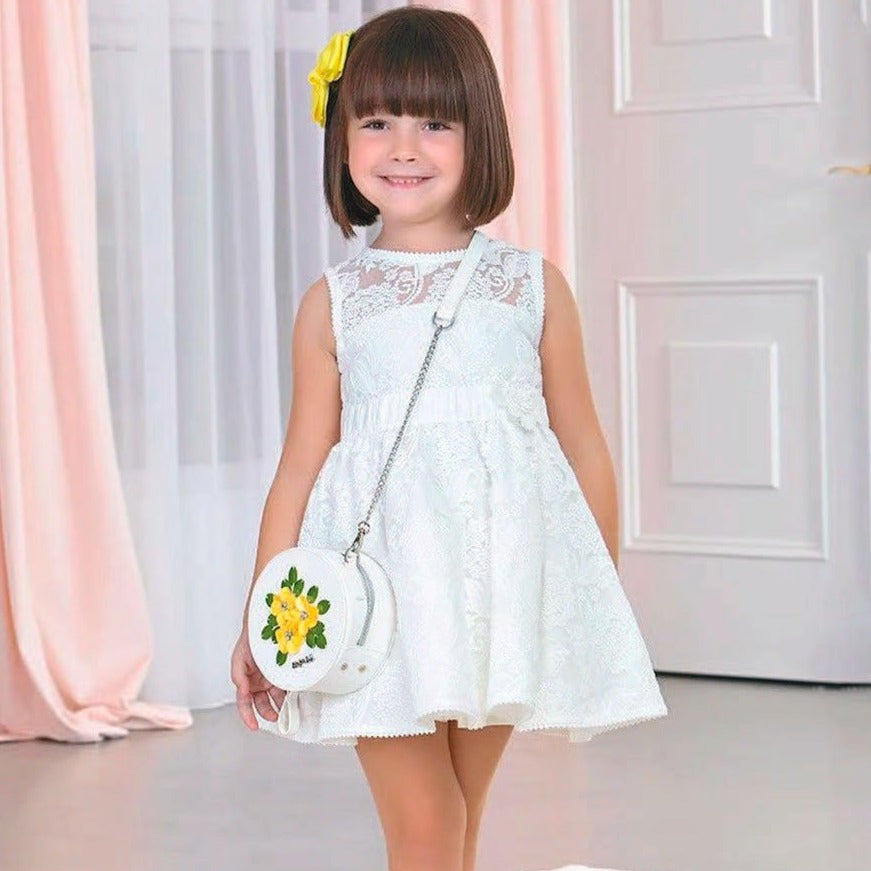 VESTIDO BLANCO  FLORES BORDADADS - Kokoletty Moda Infantil