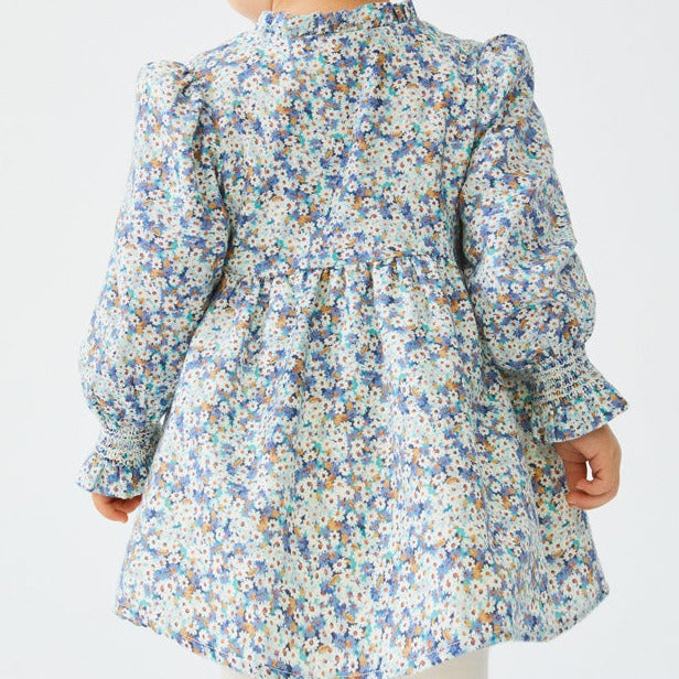 VESTIDO FLORES VILLELA AZUL NIÑA DE 12M-3 AÑOS