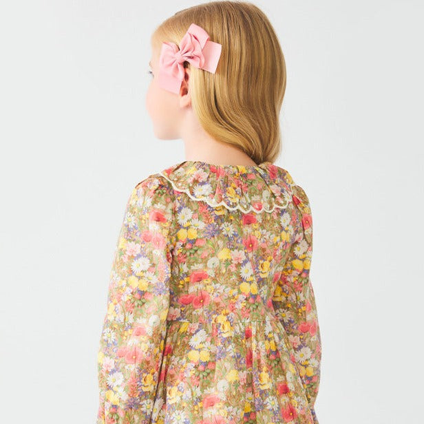 VESTIDO FLORES POPELINA DE ALGODON NIÑA DE 4-8 AÑOS