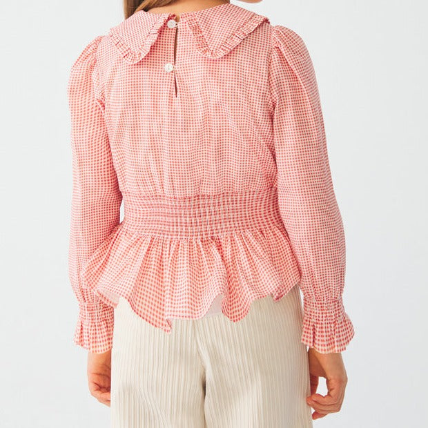 BLUSA CUADROS VICHY RUBOR NIÑA DE 4-12 AÑOS