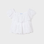 BLUSA PERFORADA BLANCA NIÑA DE 8-18 AÑOS