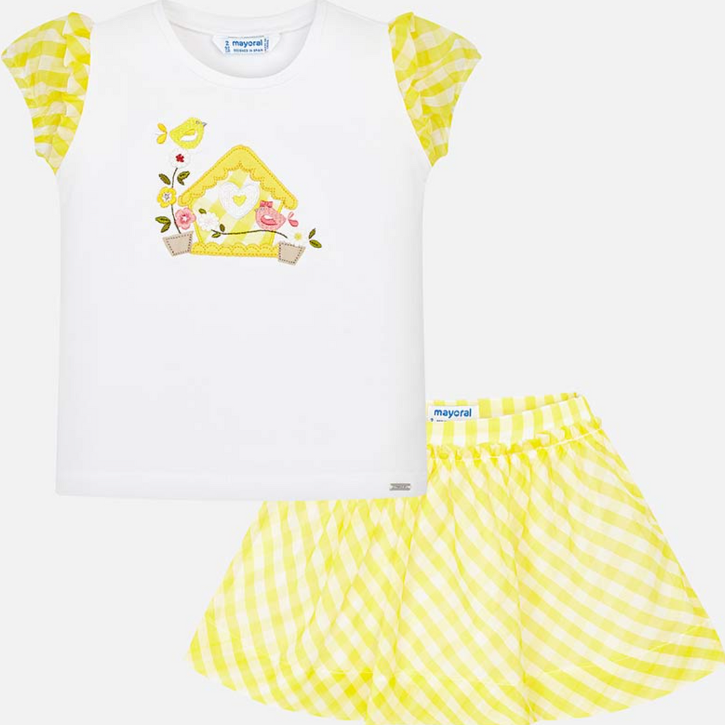 CONJUNTO FALTA CUADROS AMARILLO - Kokoletty Moda Infantil