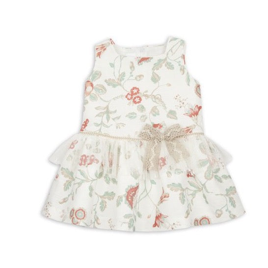 VESTIDO LINO FLORES MENTA - Kokoletty Moda Infantil