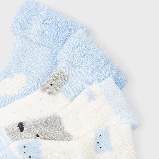 Set 4 calcetines recién nacido niño MAYORAL azul cielo
