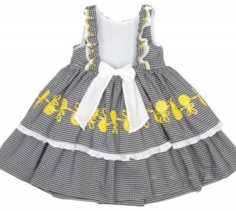 VESTIDO CUADROS NEGROS CON ESPALDA ABIERTA - Kokoletty Moda Infantil